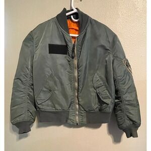 Alpha Industries Mens Medium, MA 1‎ Reversible Bomber Jacket Olive Green
